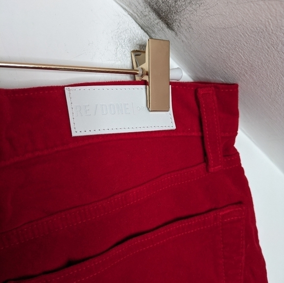 RE/DONE Cropped High-rise Stretch-velvet Skinny Pants In Red Size 30 - Picture 7 of 11